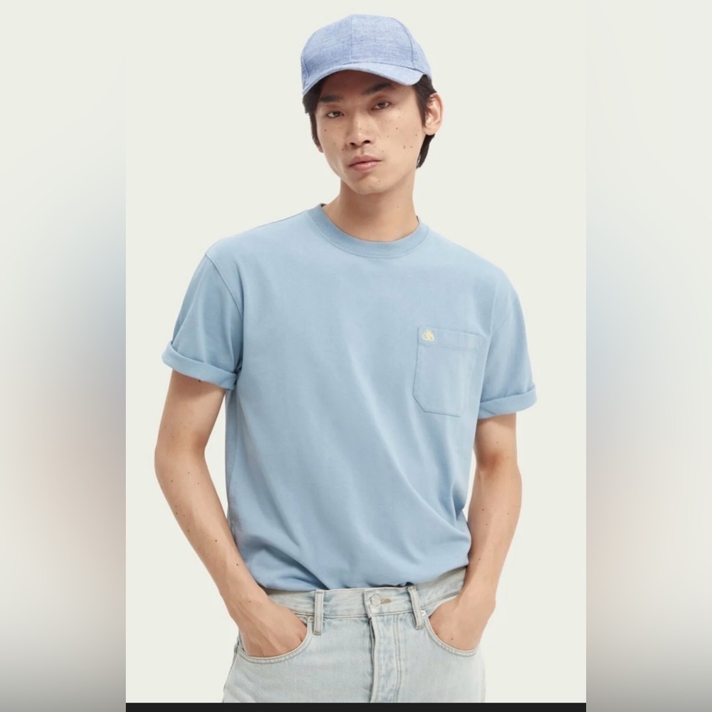 Scotch &Soda Classic Pocket Tee Light Blue , size Large
